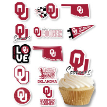 Oklahoma Sooners Cupcake Toppers (24 buca?i) University of Oklahoma Rechizite pentru petrecere pentru fotbal Cadou de aniversare Decora?iuni pent