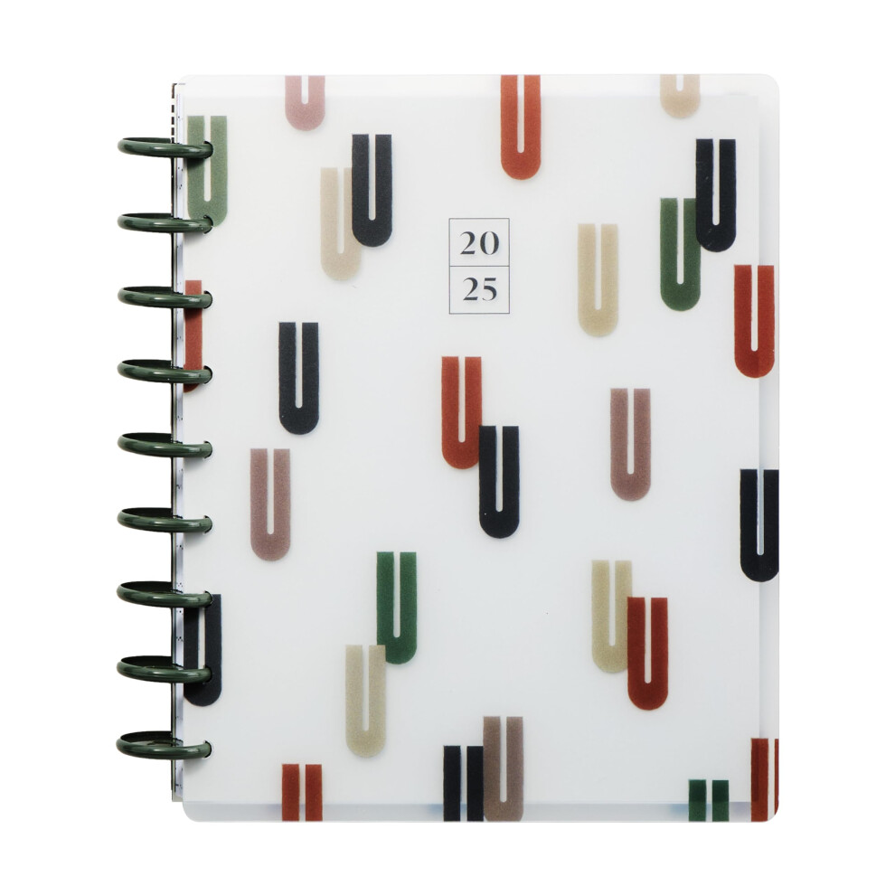 Agenda journalier, hebdomadaire et mensuel Happy Planner durable, 12 mois, reliure     disque, janvier-d   cembre 2025, format tableau de bord classi
