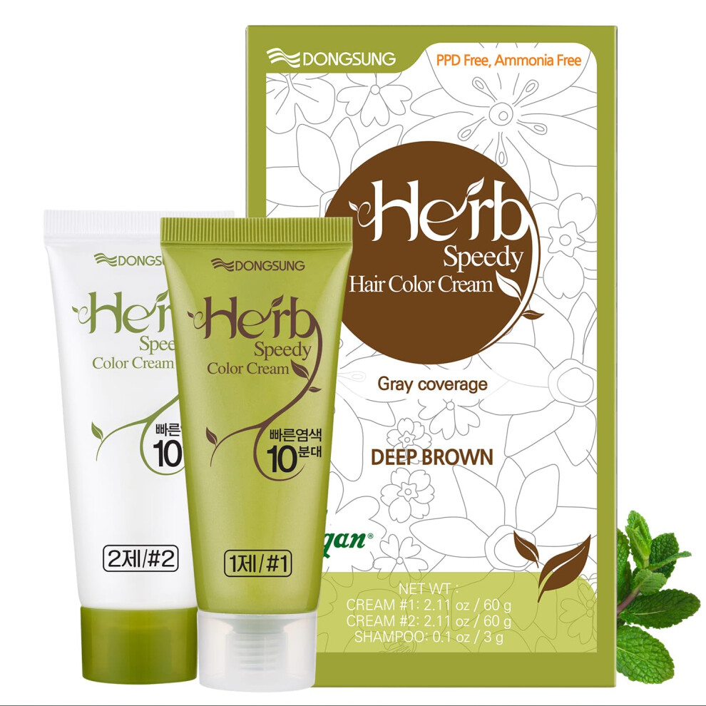 DONGSUNG Herb Speedy Color Cream PPD Free (Deep Brown  1 pack) Korean Herbal Ammonia Free Vegan Hair Dye Sun Protection Odorless No more Eye and/or Sc-image-OPC-PFZ6YM6-NEW