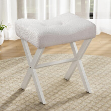 Stolicka Memobarco Vanity Stool 18 palcov stolicka na make-up sedla s kovovmi X nohami Prodyn a mekk tkanina Boucle Operka nohou Osmansk operka
