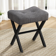 Stolicka Memobarco Vanity Stool 18 palcov sedkov stolicka pro make-up s kovovmi X nohami Prodyn a mekk tkanina Boucle Operka nohou Osmansk op