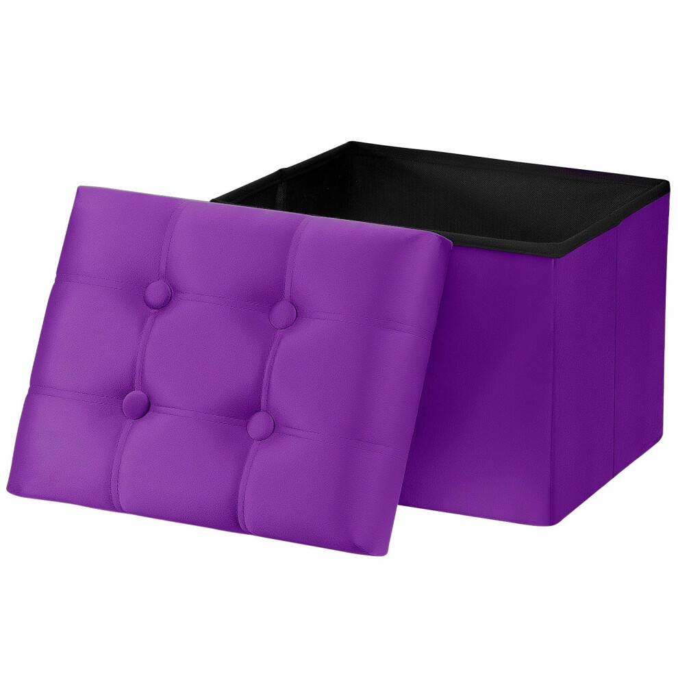 AmasSmile Pouf de rangement repose-pieds Tabouret 17 pouces Velours Repose-pieds Banc Tabouret ottoman court Petit pouf de rangement pliable Magasin L