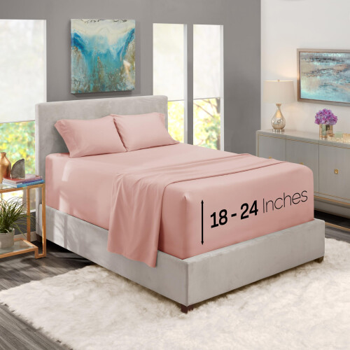 Ensemble De Draps King Size En 100% Coton – Poches Extra Profondes 18-24 Pouces – 400 Fils, Gris