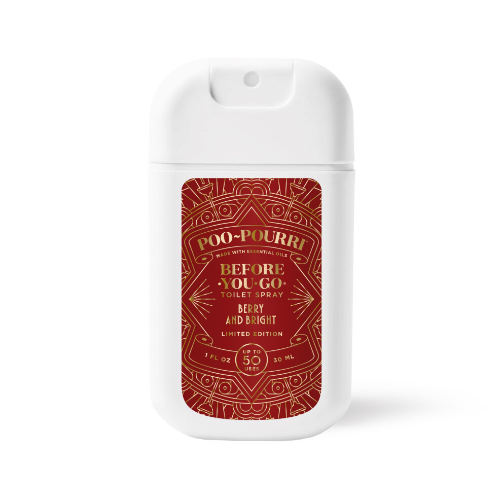 PooPouri BeforeYouGo Holiday Pocket Sprayer  Berry and Bright  1 Fl Oz  Cinnamon  Cranberry and Balsam Fir-image-OPC-PFZ6NND-NEW