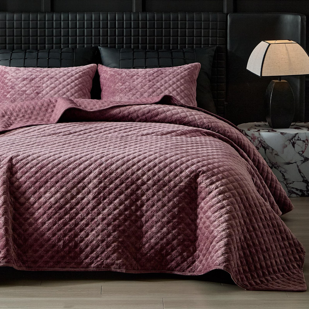 WARMDERN Parure de lit en velours à motif géométrique pour lit queen size, couvre-lit et couvre-lit en velours léger, doux et confortable, pour t