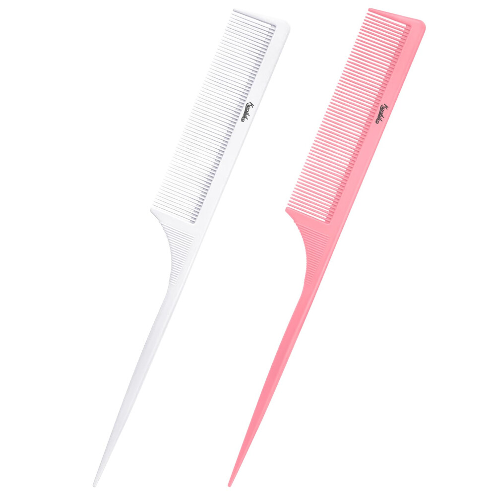 Kunihiko Unisex Rat Tail Comb Parting Comb:2pcs Rat Tail Combs For Women Fine Tooth Parting Tip Carbon Fiber Root Teasing Anti Static Tail Comb Hair Combs For Styling