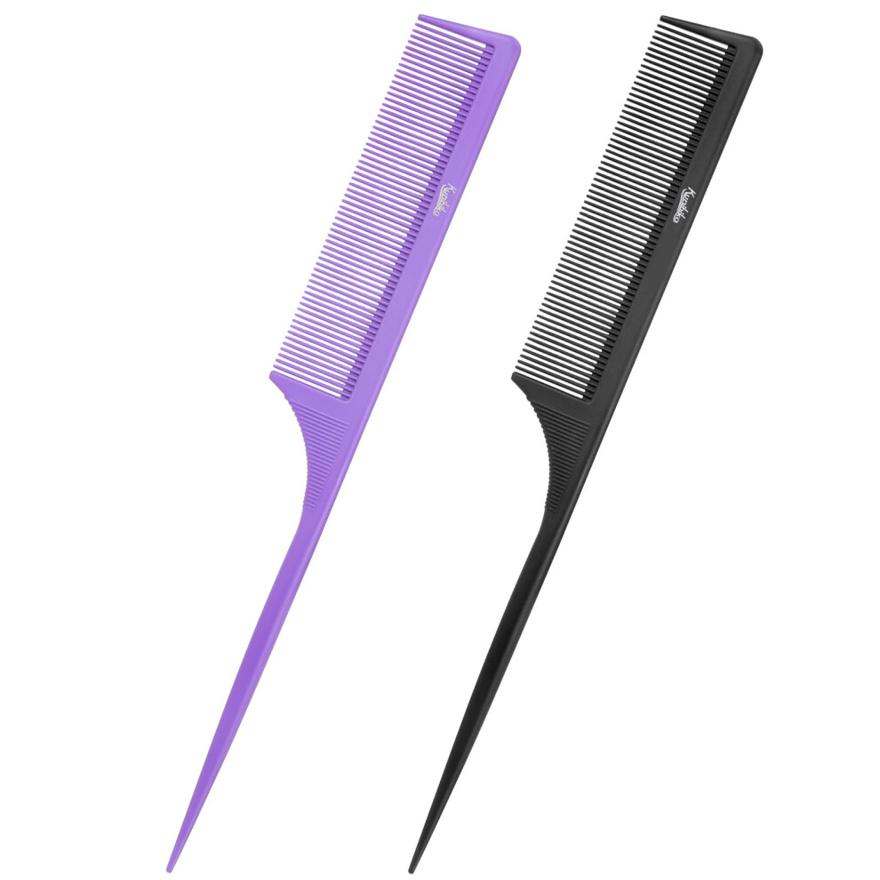 Kunihiko Unisex Rat Tail Comb Parting Comb:2pcs Rat Tail Combs For Women Fine Tooth Parting Tip Carbon Fiber Root Teasing Anti Static Tail Comb Hair Combs For Styling