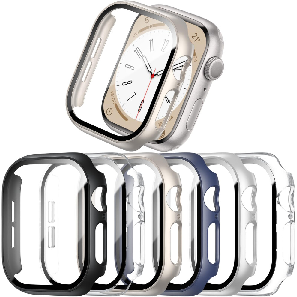 Estuche Commuter (Paquete De 6) Con Protector De Pantalla De Vidrio Templado Para Apple Watch De 41 Mm, Series 9, Series 8 Y Series 7. Cubierta P-image