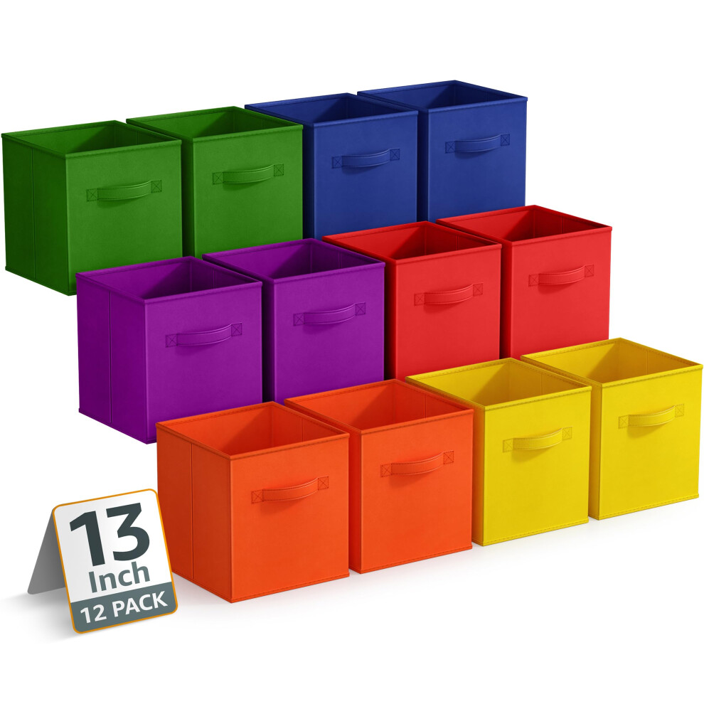 Sorbus 13 -Calowe Pojemniki Do Przechowywania - Solidne Zamieszane Kostki Do Przechowywania Tkaniny Z Uchwytem - 12 Skladanych Koszy Do Organizow-image