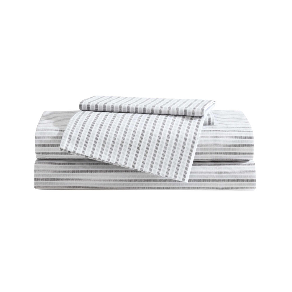 Eddie Bauer - Parure de lit king size en percale de coton, ultra douce et confortable, d   coration d'int   rieur certifi   e Oeko-Tex (Ticking Stripe