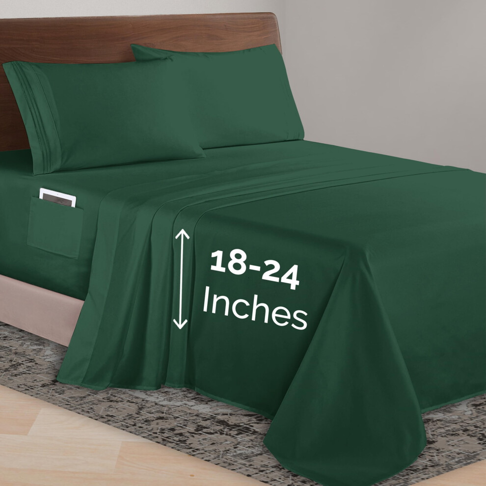 Elegant Comfort Luxurious 1500 Premium Hotel Quality Microfiber 4-Piece Sheet Set 18-24 Inches Deep - Extra Deep Pocket Sheets - Ultra Soft 4Pc Deep