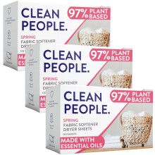 The Clean People Fabric Softener Sheets - Dryer Sheets - Softens & Removes Static Cling - Vegan Laundry Softener, Essential Oils (360 Count, Spring
