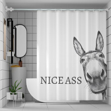 Mahrokh Funny Donkey Perdele de du? Set de perdele de du? din material textil, lavabil, lavabil, decor baie, Perdele de baie cu 12 crlige 72x72