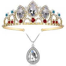 HEIKLN Coroana Prin?esa Fete Tiara Cristal Sparkle Gold Crown Accesorii pentru par Halloween Cosplay Tiara Fete Tiara Nunta Tiara pentru cadouri