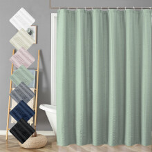 Aiyufeng Moga Sage Green Shower Curtain 3D Embossed Cloth Shower Curtain for Bathroom Hotel Luxury Green Bathroom Curtains M