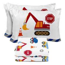 Sunny Side Up Construction Zone komplettes Bettlaken-Set  4-teiliges Kinderbettwsche-Set inklusive Kissenbezug  superweiche Trucks-Mikrofaser-Bett