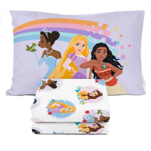 Disney Princess Twin Lakan Set - 3 delar Barn Sngklder Set Inkluderar kuddfodral - Super Soft Rainbow Microfiber Lakan Funktioner Moana Belle &