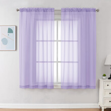 Chyhomenyc Lilac Sheer Curtains 45 Inch Long 2 Panels Light Filtering Rod Pocket Voile Short Curtains Drapes for Living Room Bedroom Small Windows 4