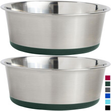 Gorilla Grip Set of 2 Dog Bowls Holds 6 Cups (48 fl oz) Heavy Duty Metal Food and Water Bowl for Feeding Dogs and Cats Dishwasher Safe Rust Resist