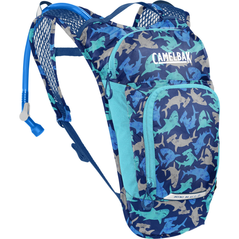 Camelbak Mini M.u.l.e. Kids Hydration Backpack For Hiking And Biking - 50Oz Sharks