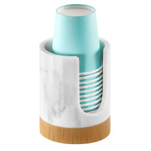 Luxspire badkamerbekerdispenser 3oz Dixie bekerdispenser Marmeren hars Dixie bekerhouder Wegwerp papieren bekerhouder voor badkamer Wattenschijfjehou