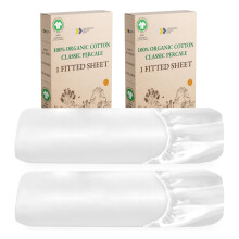 California Design Den 2-Pack 100% Organic Fitted Sheets King Size Only Percale GOTS Certified Lightweight Snug-Fit Crisp 2X King Deep Pocket Fit