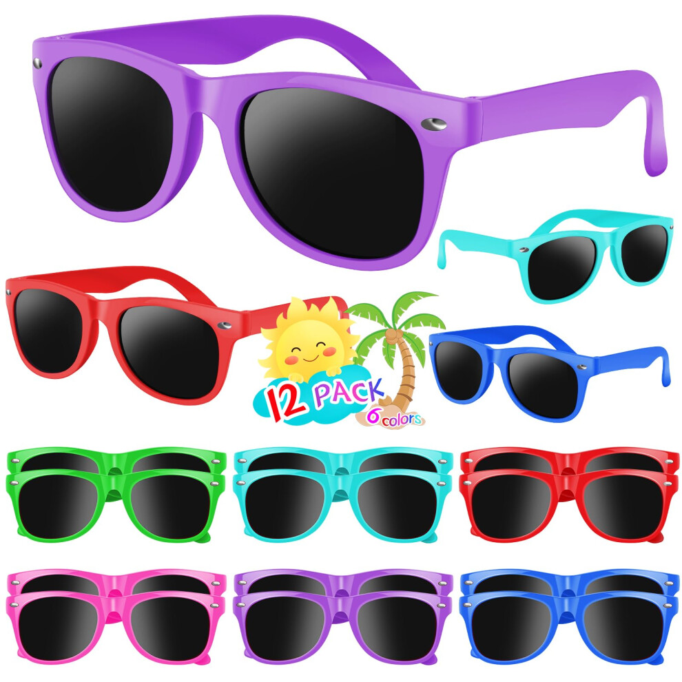 Ynrriiy Kids Sunglasses Party Favors 12 Pack Sunglasses Bulk For Kids With Uv400 Protection In Bulk For Boys And Girls Great Gift For Birthday Gra