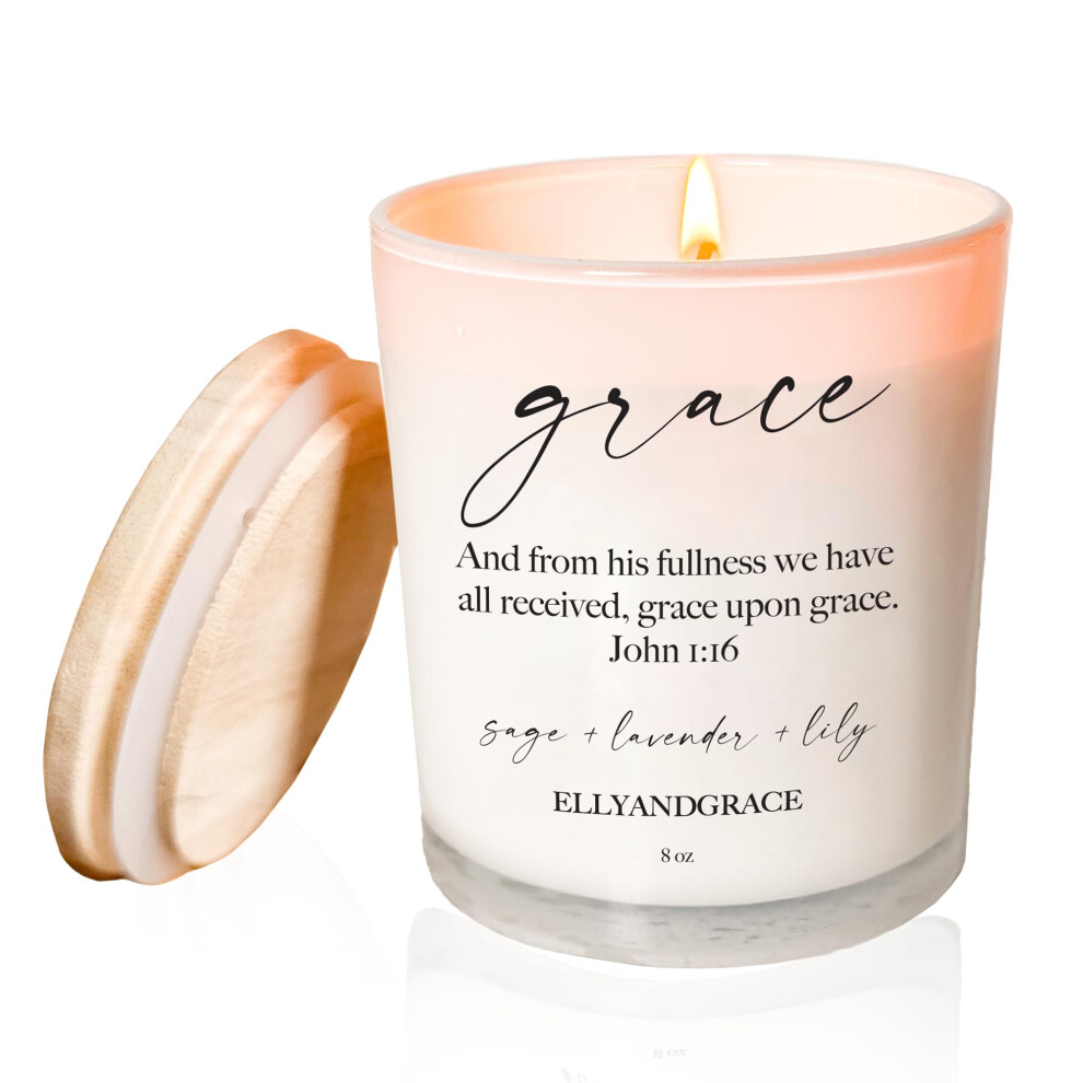 Elly & Grace - Bougie ParfuméE En Verre De Soja Avec Verset Biblique Inspirant - Cadeaux ChréTiens Pour Femmes Bougies ParfuméEs Pour La Maison C-image