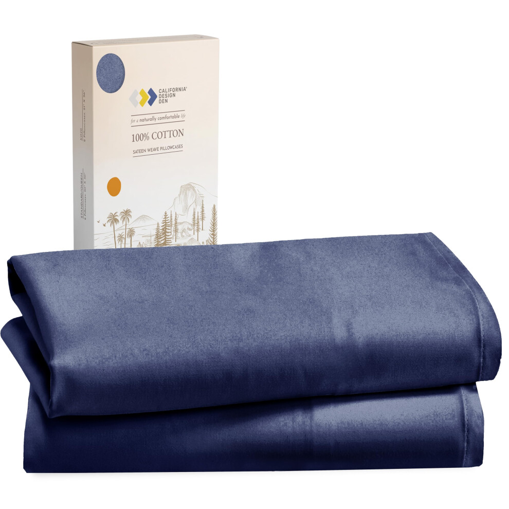 Taies d'oreiller California Design Den 100 % coton, tailles standard et Queen - Lot de 2 taies d'oreiller en satin doux et rafra   chissant pour or
