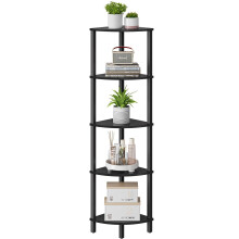 VIMBER Corner Shelf 5Tier Corner Bookshelf Industrial Corner Ladder Shelf Modern Display Shelf for Living Room Bedroom Kit