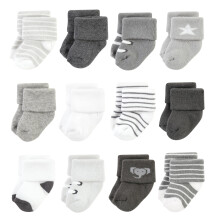 Calzini unisex Hudson Baby in cotone e spugna per neonati, modello Elefante moderno, 0-6 mesi