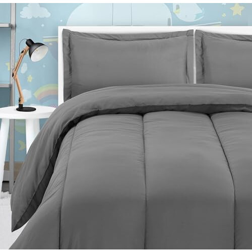 Utopia Bedding Σετ Παπλώματος Γκρι για Όλες τις Εποχές με 2 Μαξιλαροθήκες, 3 Τεμάχια