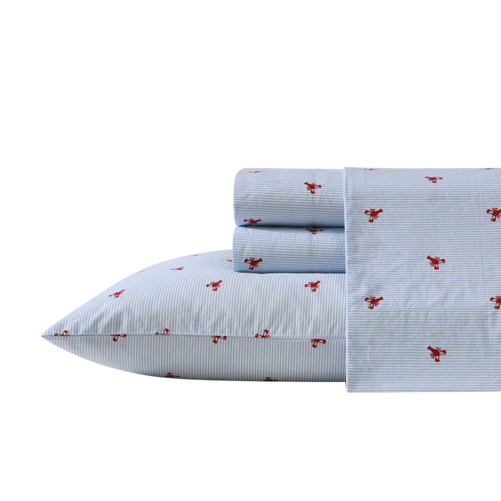 Nautica - Twin XL Sheets Cotton Percale Bedding Set Casual Home Decor (Lobster Walk Red Twin XL)