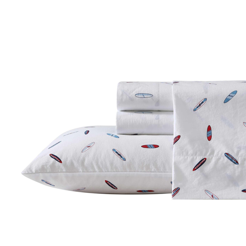 Nautica Twin XL Sheets Cotton Percale Bedding Set Casual Home Decor High Surf Navy Twin XL