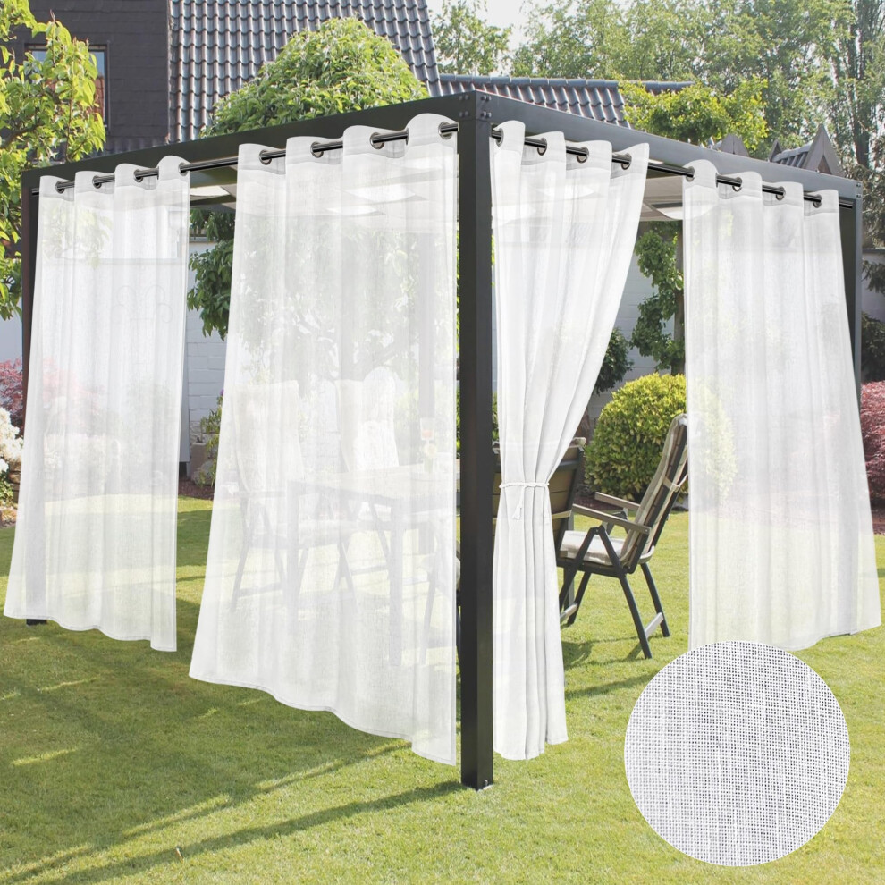 HolidayIdeas Rideaux transparents d'ext   rieur blancs pour terrasse, imperm   ables, 4 panneaux en lin semi-voile, rideaux transparents d'int   rieur