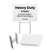 PartyPrints 4 Pack 17 x 12 Carteles Blancos en Blanco con Estacas de Metal, Plástico Corrugado Impermeable