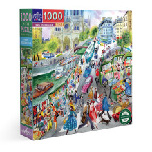 eeBoo Piece & Love: Paris Bookseller  1000-teiliges Puzzle  quadratisches Puzzle fr Erwachsene, 23 x 23, inklusive Bildreferenzeinlage, glnzende