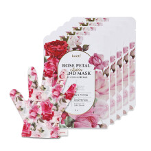 Koelf petitfee rose petal satin håndmaske (5 gange) - intensiv nærende fugtighedshandsker rose duftende håndreparation masker med peptid kollagen