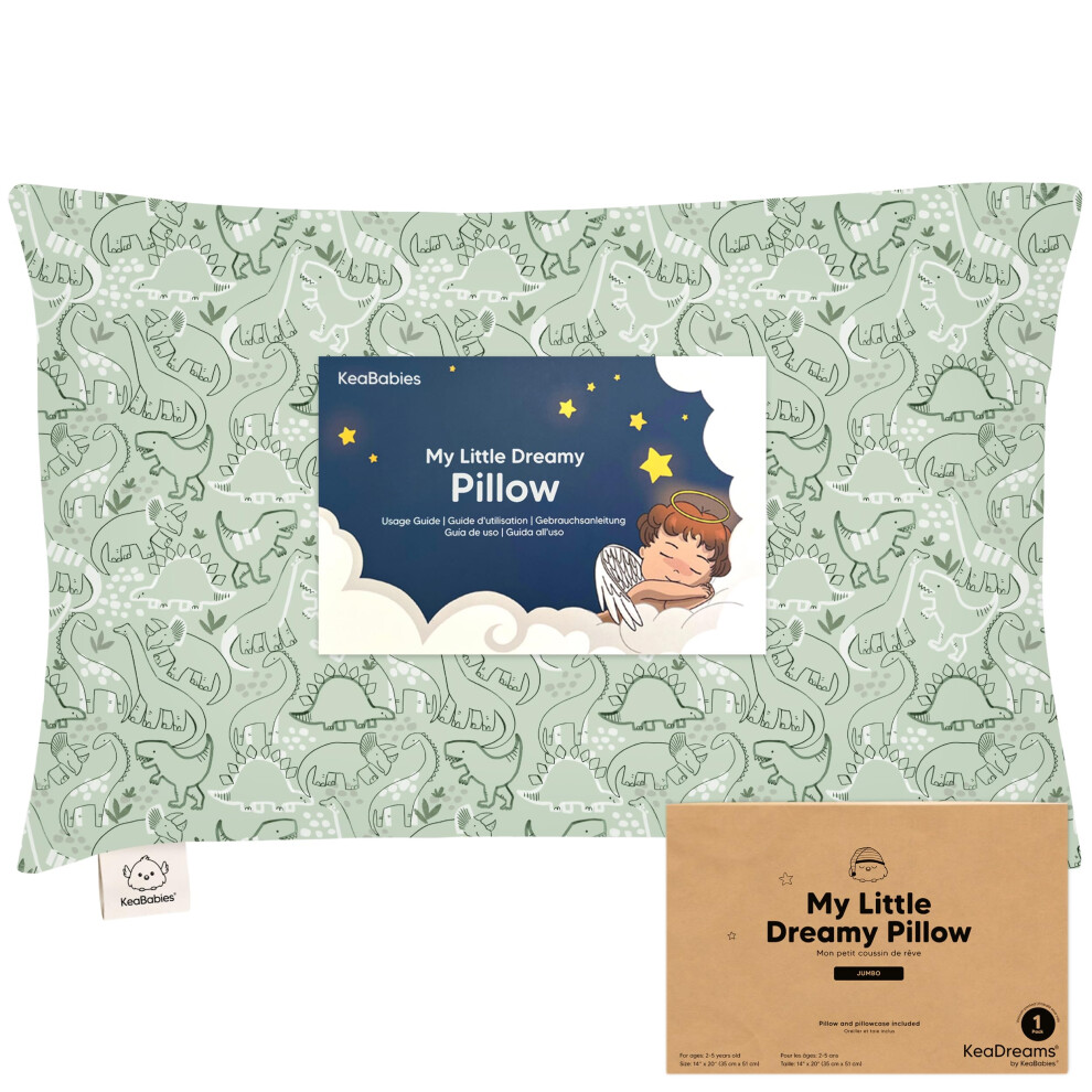 Oreiller pour tout-petits KeaBabies avec taie d'oreiller g  ante 14 x 20 cm - Oreillers doux en coton biologique pour dormir - Lavable en machine - Id
