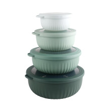 Gatiti cu boluri de pregatire culori cu capacele lat ?i plastic de cuibarit profund set de boluri mici de amestecare cu capace cu 8 buca?i - bolu