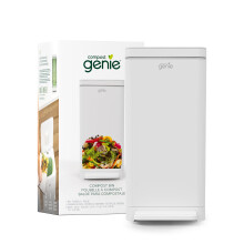 Compost Genie Kitchen Compost Bin  White StainlessSteel Large  3.6 Gallon  Indoor Odorless Composting  HandsFree  Washable Parts  Includes 8 TearOff C