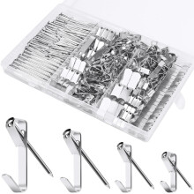 304-teiliges Bilder-Aufhnge-Set, 4,5 kg, 13,6 kg, 22,6 kg und 45,6 kg, Bildaufhnger, Metall-Bilder-Aufhngehaken mit Ngeln an Trockenbau-Holzwnde