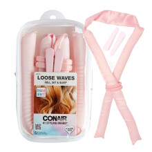 Set de bucle cu satina din Satin Conair - Curluri fara caldura peste noapte - Banda de bucle fara caldura - Include 1 rola din satin lung 2 ponei