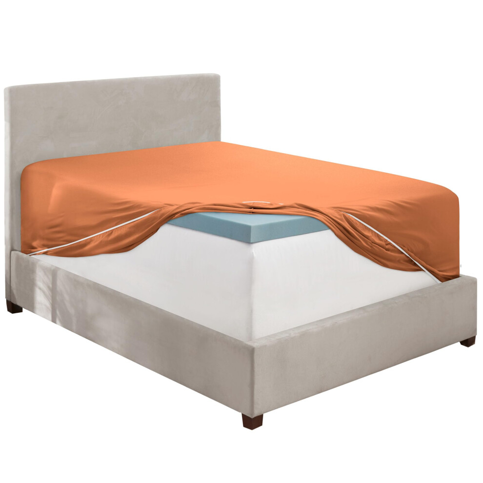Drap-housse Hearth & Harbor Rust Queen Size Drap-housse Queen extra profond avec poche uniquement Drap-housse en microfibre 1800 Drap-housse Quee