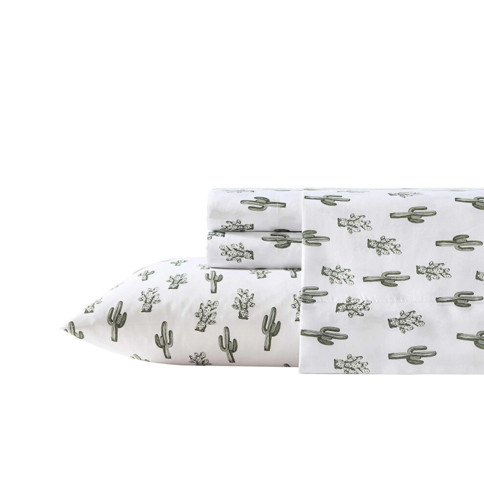 Wrangler - Sheet Set  Breathable & Wrinkle Resistant Bedding  Includes Matching Sham & Pillowcases  Western Inspired Home Decor (Cacti Green  King)