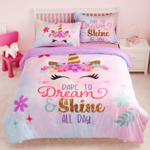 Joiedomi Kid Twin Comforter Set - 5-delige eenhoorn beddengoedset voor jongens/meisjes - Superzacht microvezelbed in een tas met dekbedlakens, kussen