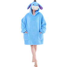 NEWCOSPLAY Wearable Blanket Hoodie Sherpa Hoodie Blanket for Women Men Warm Oversized Sweatshirt with Pockets (Donkey Adult)