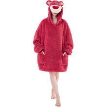 NEWCOSPLAY Wearable Blanket Hoodie Sherpa Hoodie Blanket for Women Men Warm Oversized Sweatshirt with Pockets (Rose Bear Adult)