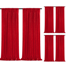 Sparkly Paillet Baggrund Gardiner 6 Stk 2ftx8ft R?d F?dselsdagsfest Baggrund Sequence Paillet Draper Stof Julepynt