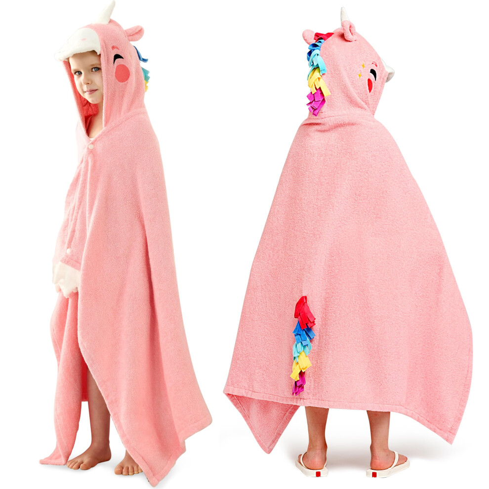 Joiedomi Unicorn Hooded Towel For Kids - Soft 100% Cotton Bath Beach Towel - 30"""" X 50"""" For Kids 3-10 Years - Toddler Pool Towel With Hood